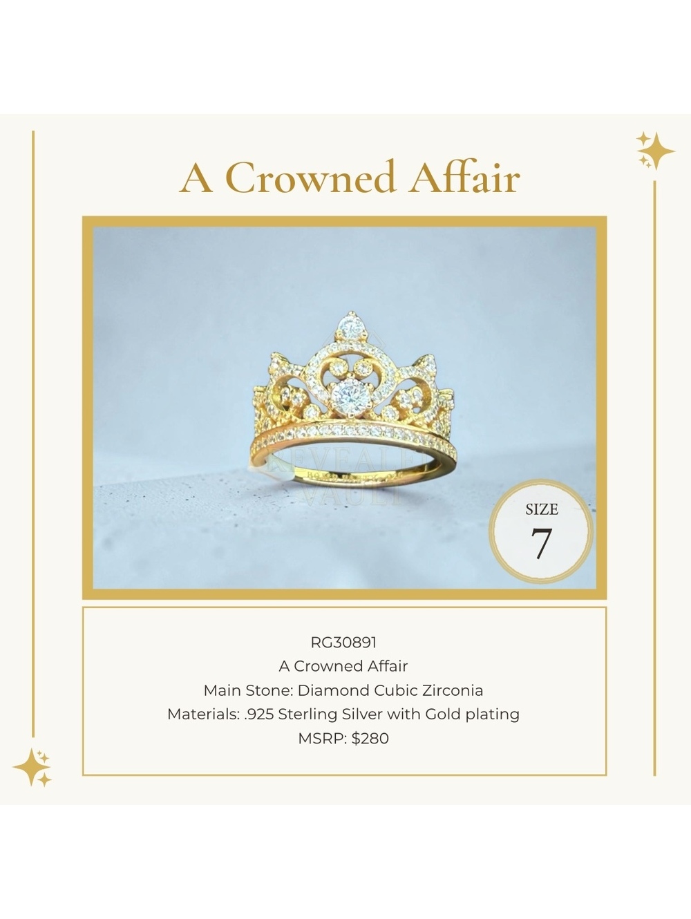 A Crowned Affair - Size 7- Sterling Club Vermeil